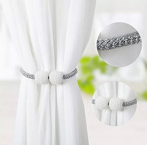 PearlEase Magnetic Curtain Tiebacks – Beige (Set of 2)