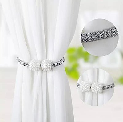 PearlEase Magnetic Curtain Tiebacks – Beige (Set of 2)