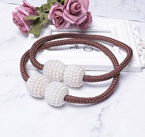 PearlEase Magnetic Curtain Tiebacks – Beige (Set of 2)