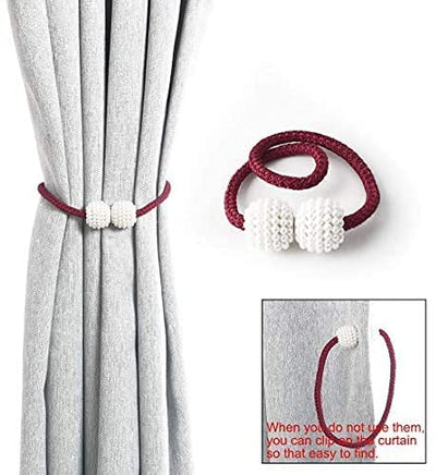 PearlEase Magnetic Curtain Tiebacks – Beige (Set of 2)