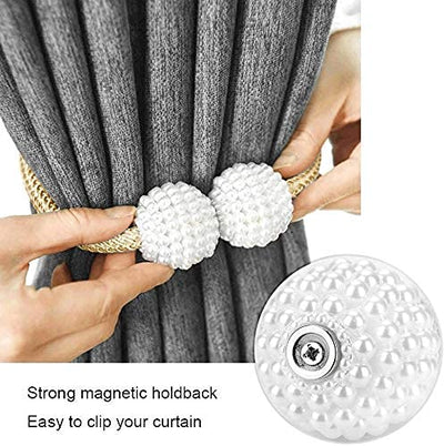 PearlEase Magnetic Curtain Tiebacks – Beige (Set of 2)