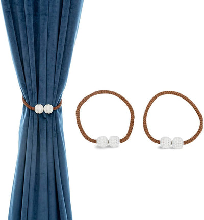 PearlEase Magnetic Curtain Tiebacks – Beige (Set of 2)