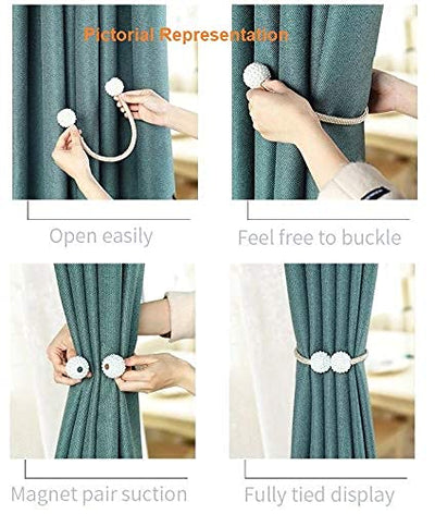 PearlEase Magnetic Curtain Tiebacks – Beige (Set of 2)