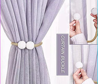 PearlEase Magnetic Curtain Tiebacks – Beige (Set of 2)