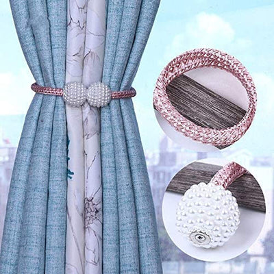 PearlEase Magnetic Curtain Tiebacks – Beige (Set of 2)