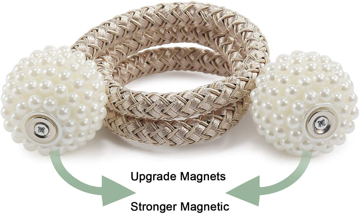 PearlEase Magnetic Curtain Tiebacks – Beige (Set of 2)