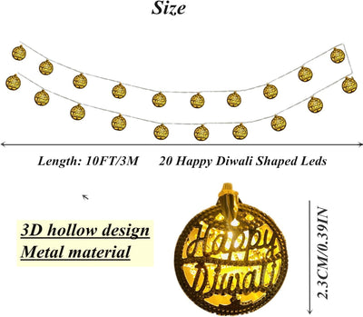 Desidiya® Golden Round Metallic LED String Lights – 3M Festive Plug-in Décor for Diwali & Celebrations