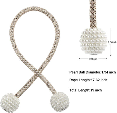 PearlEase Magnetic Curtain Tiebacks – Beige (Set of 2)
