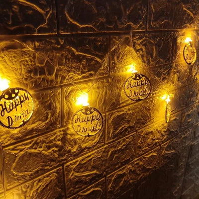 Desidiya® Golden Round Metallic LED String Lights – 3M Festive Plug-in Décor for Diwali & Celebrations