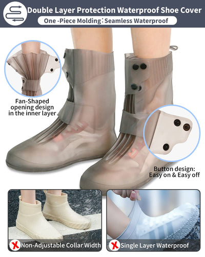 Aqua Shield Max – Reusable Waterproof Shoe Protector (Tall, Grey, Size 9)