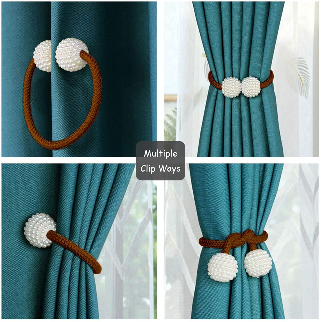 PearlEase Magnetic Curtain Tiebacks – Beige (Set of 2)