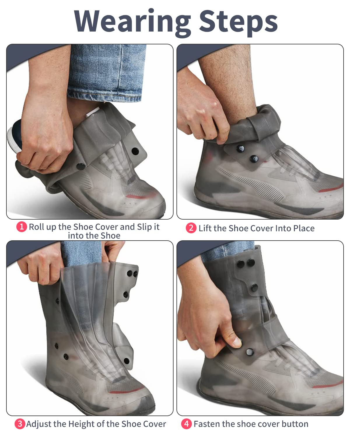 Aqua Shield Max – Reusable Waterproof Shoe Protector (Tall, Grey, Size 9)