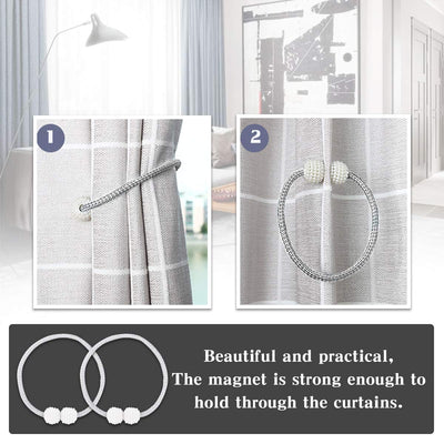 PearlEase Magnetic Curtain Tiebacks – Beige (Set of 2)