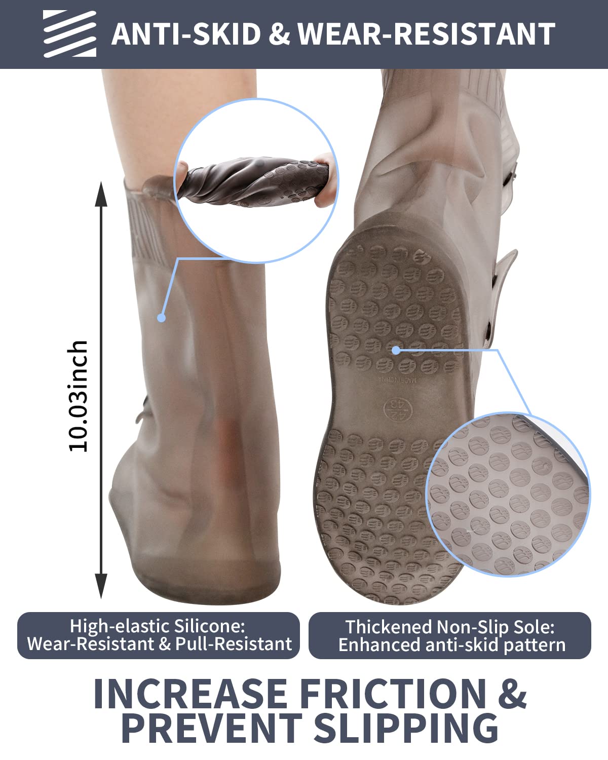 Aqua Shield Max – Reusable Waterproof Shoe Protector (Tall, Grey, Size 9)