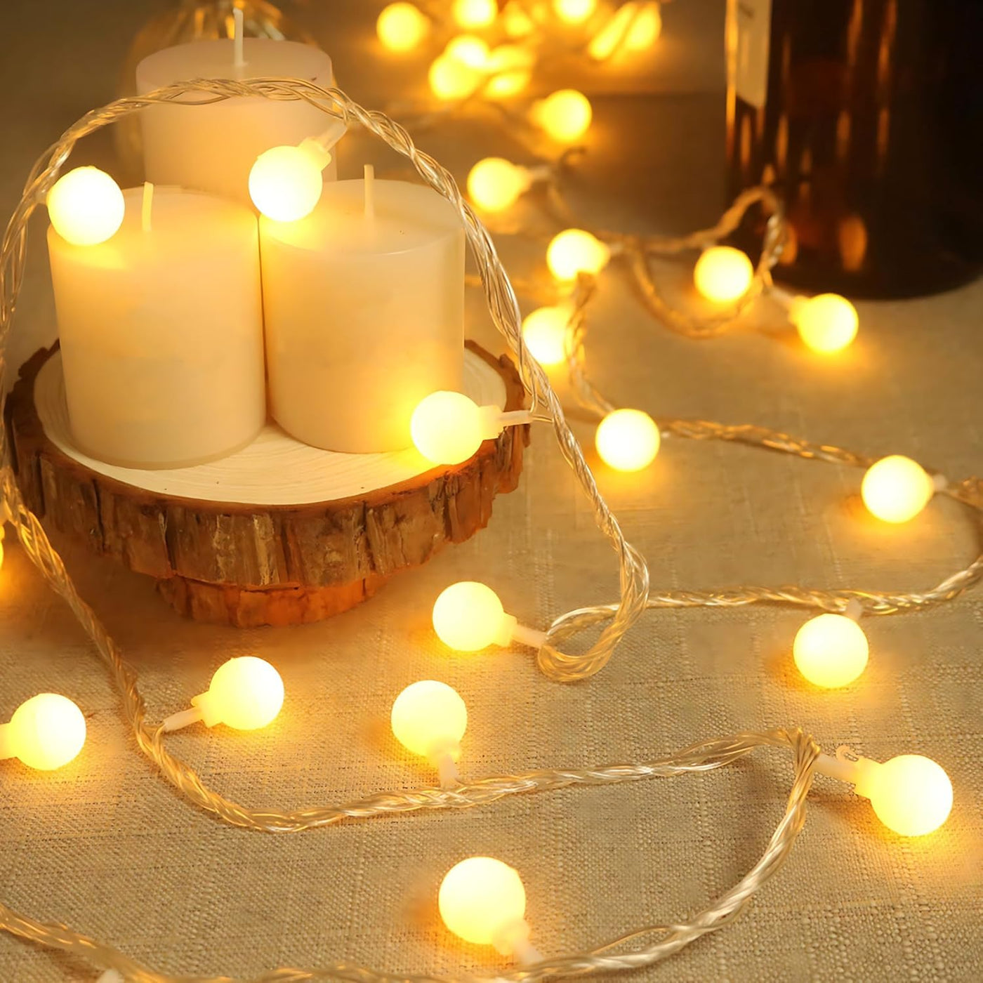 Desidiya® Golden Round Metallic LED String Lights – 3M Festive Plug-in Décor for Diwali & Celebrations