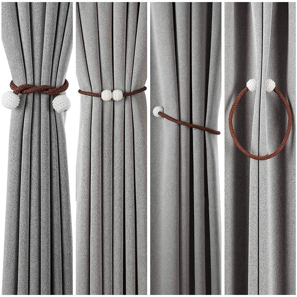PearlEase Magnetic Curtain Tiebacks – Beige (Set of 2)