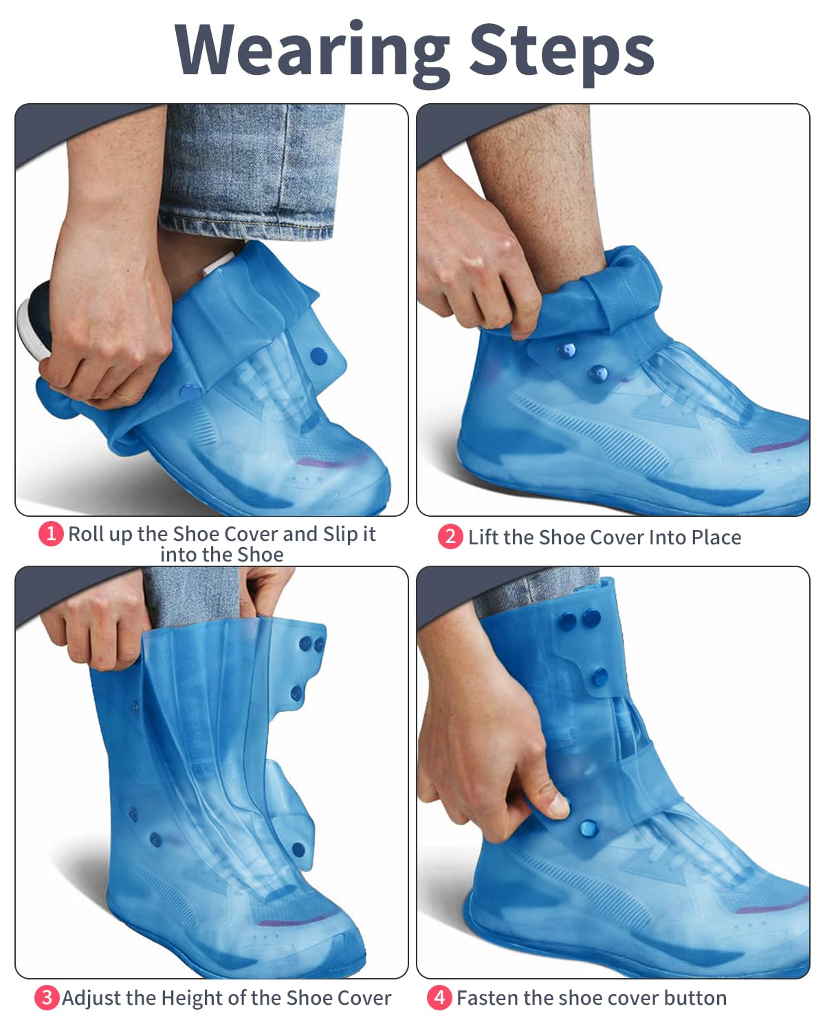 Aqua Shield Max – Reusable Waterproof Shoe Protector (Tall, Grey, Size 9)