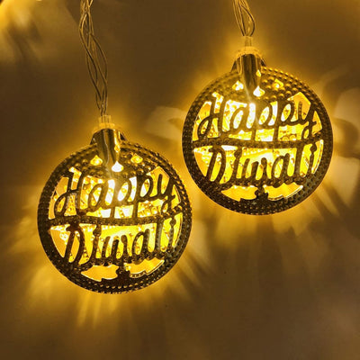 Desidiya® Golden Round Metallic LED String Lights – 3M Festive Plug-in Décor for Diwali & Celebrations