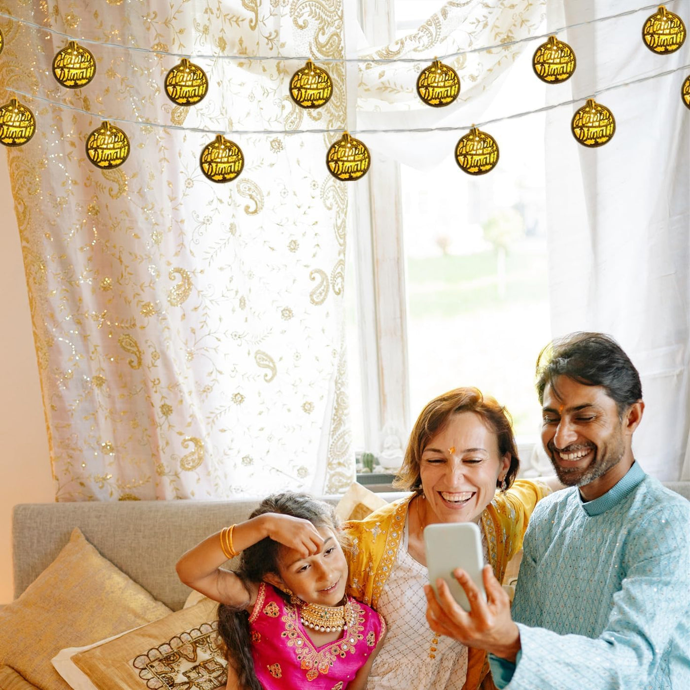 Desidiya® Golden Round Metallic LED String Lights – 3M Festive Plug-in Décor for Diwali & Celebrations