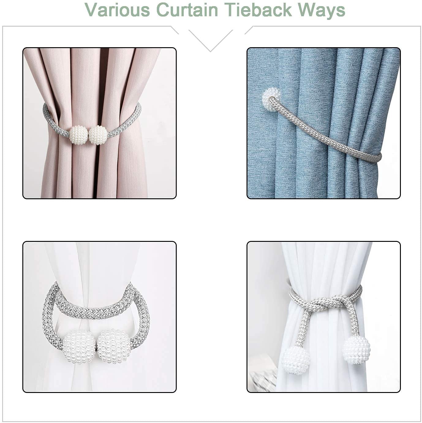 PearlEase Magnetic Curtain Tiebacks – Beige (Set of 2)