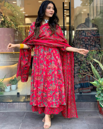 Rayon Viscose Anarkali Suit Set with Palazzo & Dupatta (CIA Yellow-GS_XL_Yellow_X-Large)