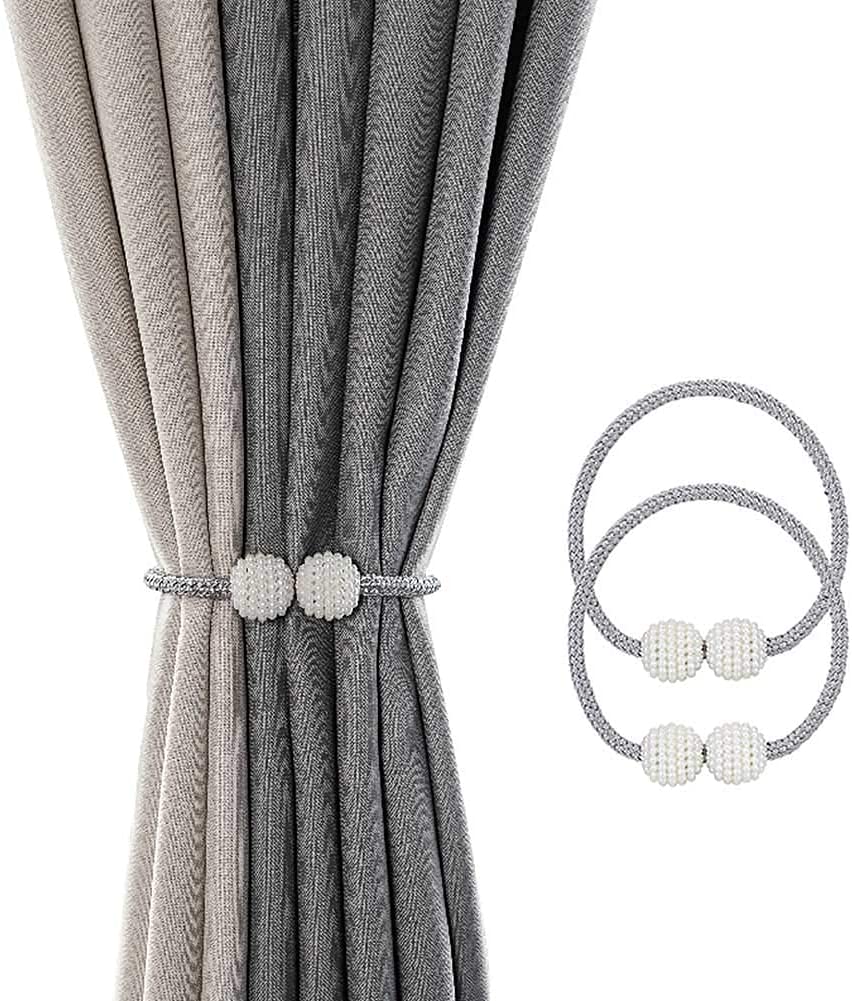 PearlEase Magnetic Curtain Tiebacks – Beige (Set of 2)