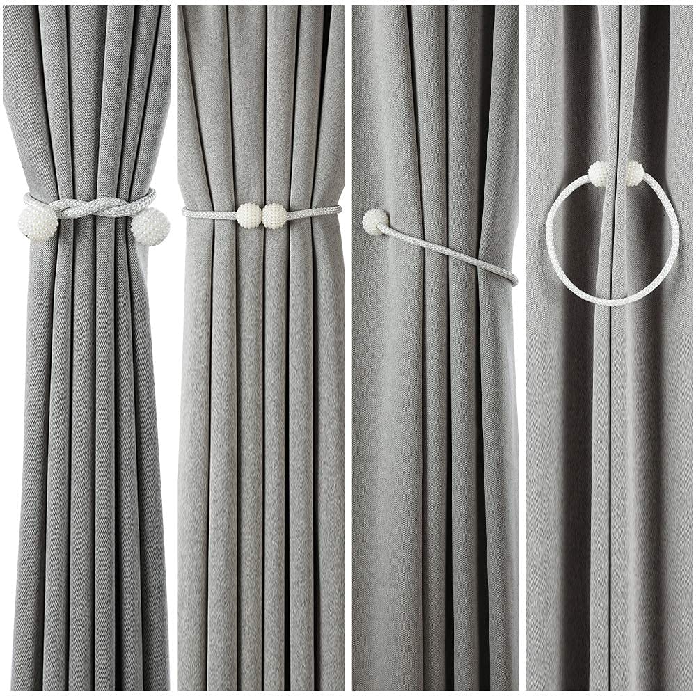 PearlEase Magnetic Curtain Tiebacks – Beige (Set of 2)