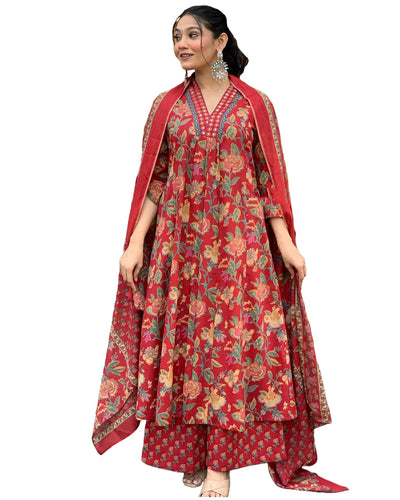 Rayon Viscose Anarkali Suit Set with Palazzo & Dupatta (CIA Yellow-GS_XL_Yellow_X-Large)