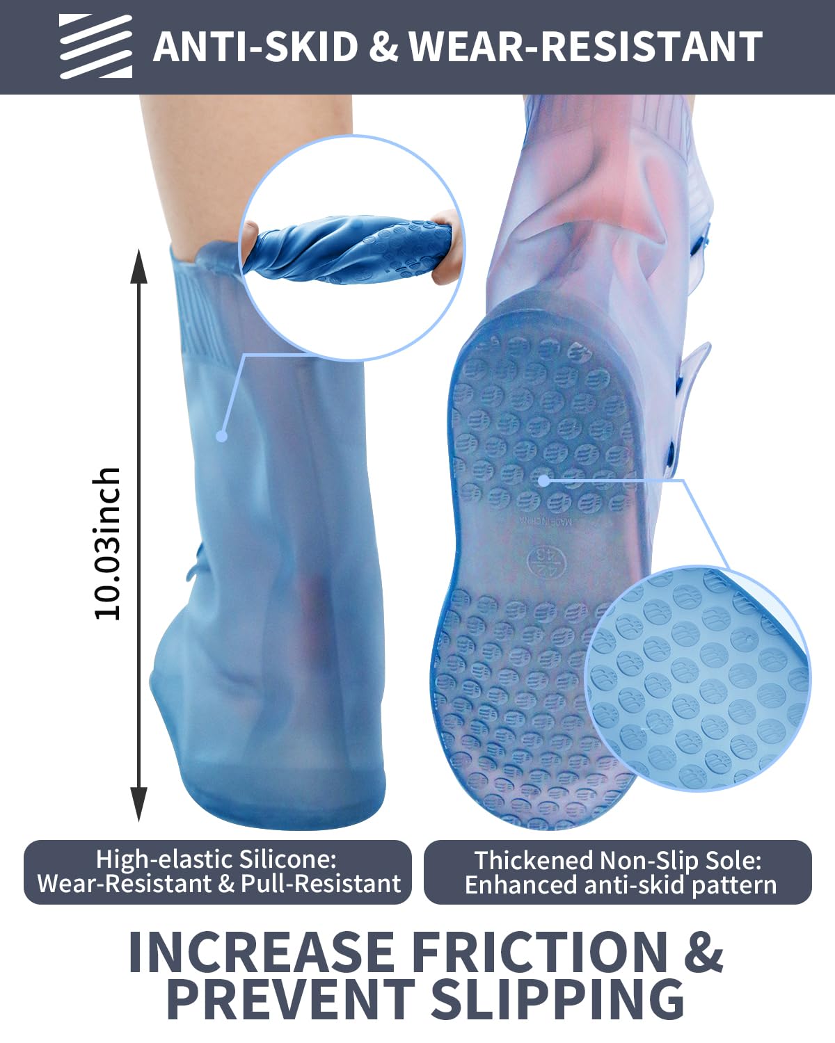 Aqua Shield Max – Reusable Waterproof Shoe Protector (Tall, Grey, Size 9)