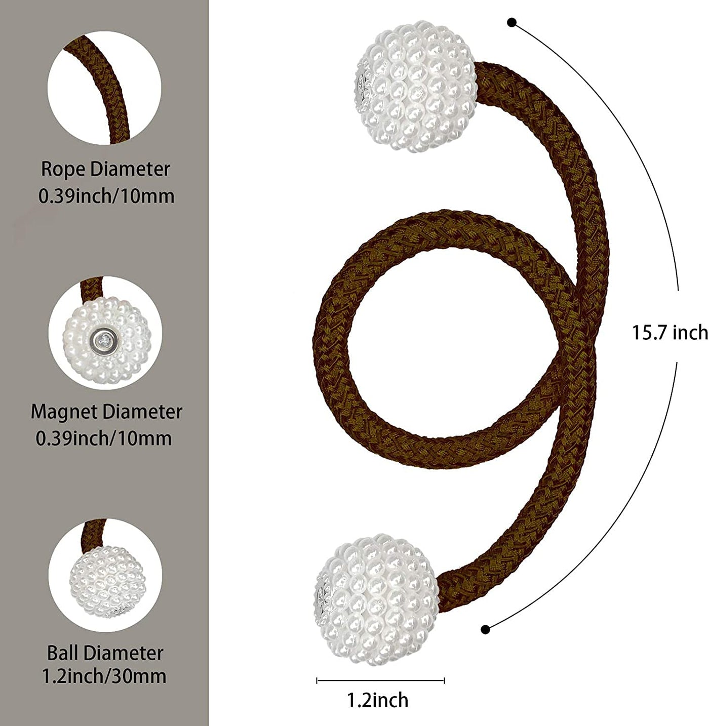 PearlEase Magnetic Curtain Tiebacks – Beige (Set of 2)