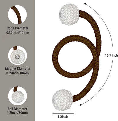 PearlEase Magnetic Curtain Tiebacks – Beige (Set of 2)