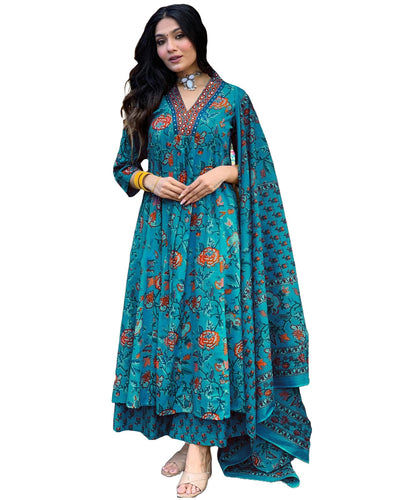 Rayon Viscose Anarkali Suit Set with Palazzo & Dupatta (CIA Yellow-GS_XL_Yellow_X-Large)