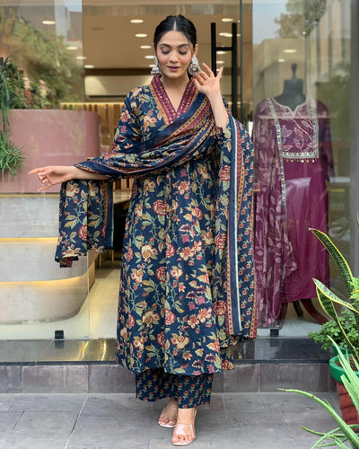 Rayon Viscose Anarkali Suit Set with Palazzo & Dupatta (CIA Yellow-GS_XL_Yellow_X-Large)