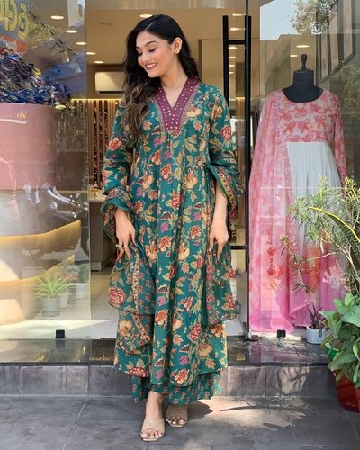 Rayon Viscose Anarkali Suit Set with Palazzo & Dupatta (CIA Yellow-GS_XL_Yellow_X-Large)