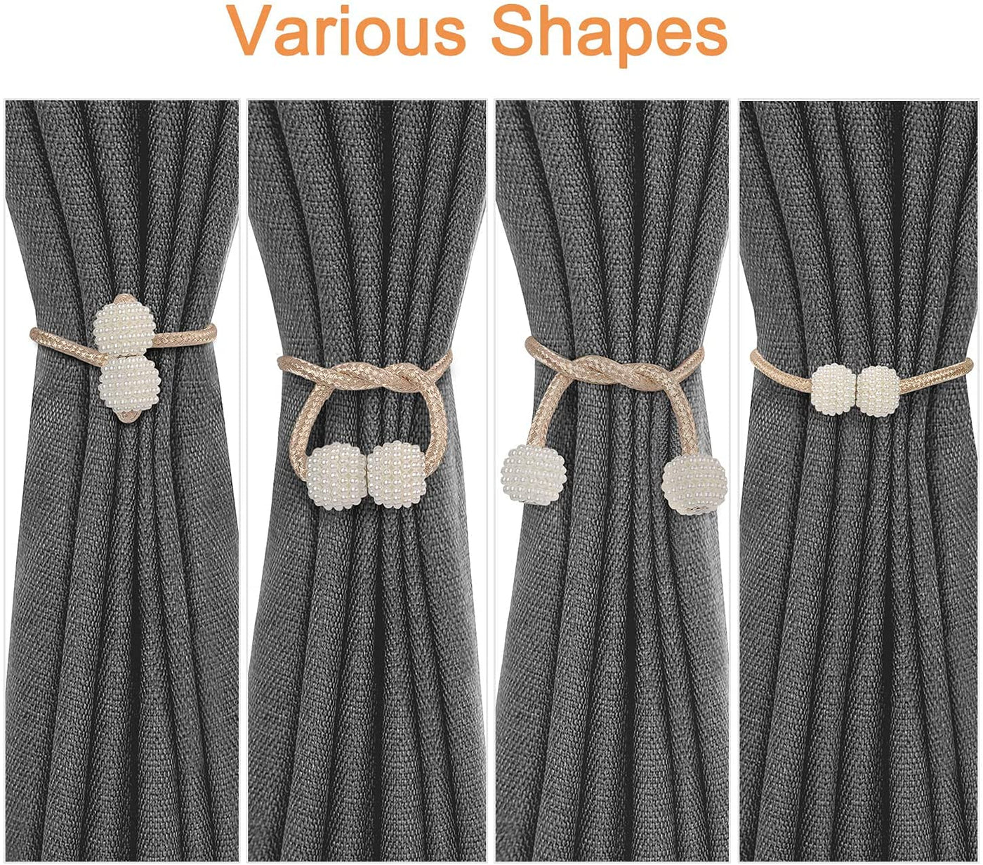 PearlEase Magnetic Curtain Tiebacks – Beige (Set of 2)