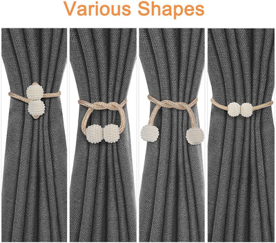 PearlEase Magnetic Curtain Tiebacks – Beige (Set of 2)