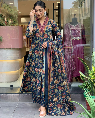 Rayon Viscose Anarkali Suit Set with Palazzo & Dupatta (CIA Yellow-GS_XL_Yellow_X-Large)