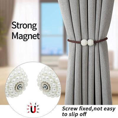 PearlEase Magnetic Curtain Tiebacks – Beige (Set of 2)