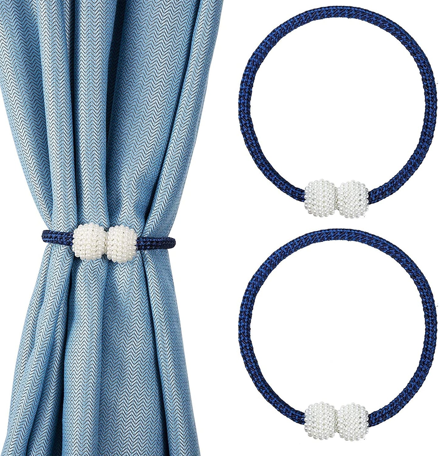 PearlEase Magnetic Curtain Tiebacks – Beige (Set of 2)