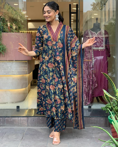 Rayon Viscose Anarkali Suit Set with Palazzo & Dupatta (CIA Yellow-GS_XL_Yellow_X-Large)