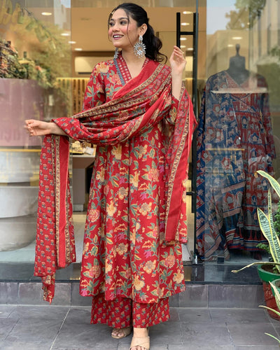 Rayon Viscose Anarkali Suit Set with Palazzo & Dupatta (CIA Yellow-GS_XL_Yellow_X-Large)
