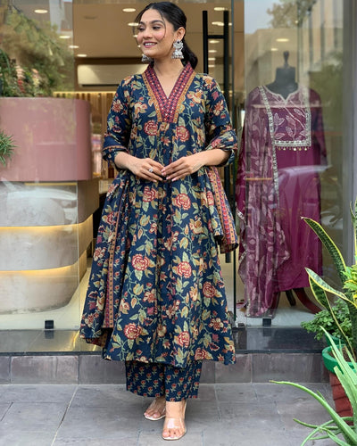 Rayon Viscose Anarkali Suit Set with Palazzo & Dupatta (CIA Yellow-GS_XL_Yellow_X-Large)