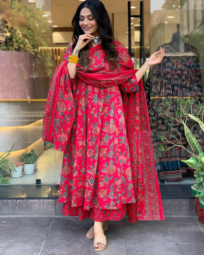 Rayon Viscose Anarkali Suit Set with Palazzo & Dupatta (CIA Yellow-GS_XL_Yellow_X-Large)